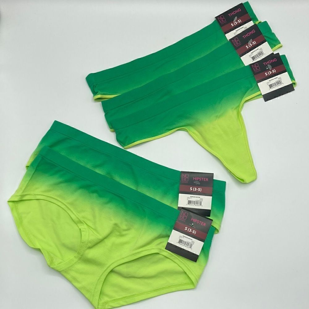 WOMEN’S SEAMLESS FLORESCENT Thong & Hipster Panties Underwear 5-Pack Size S